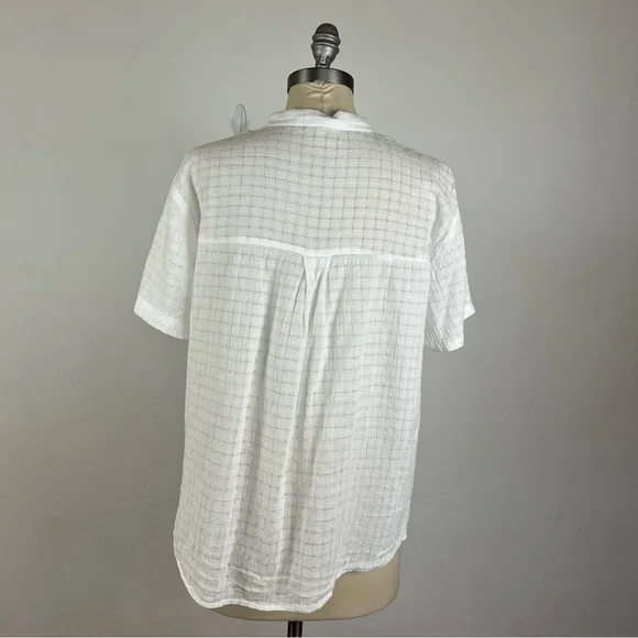 Eileen Fisher Organic Cotton Voile Box Band Collar Shirt - Picture 7 of 9